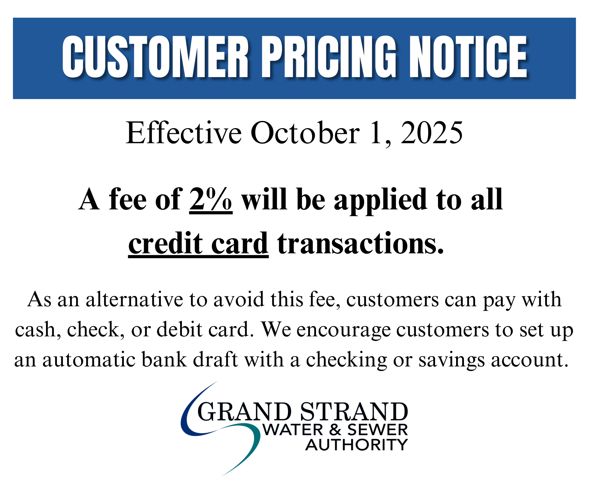 Credit Card Fee Notice